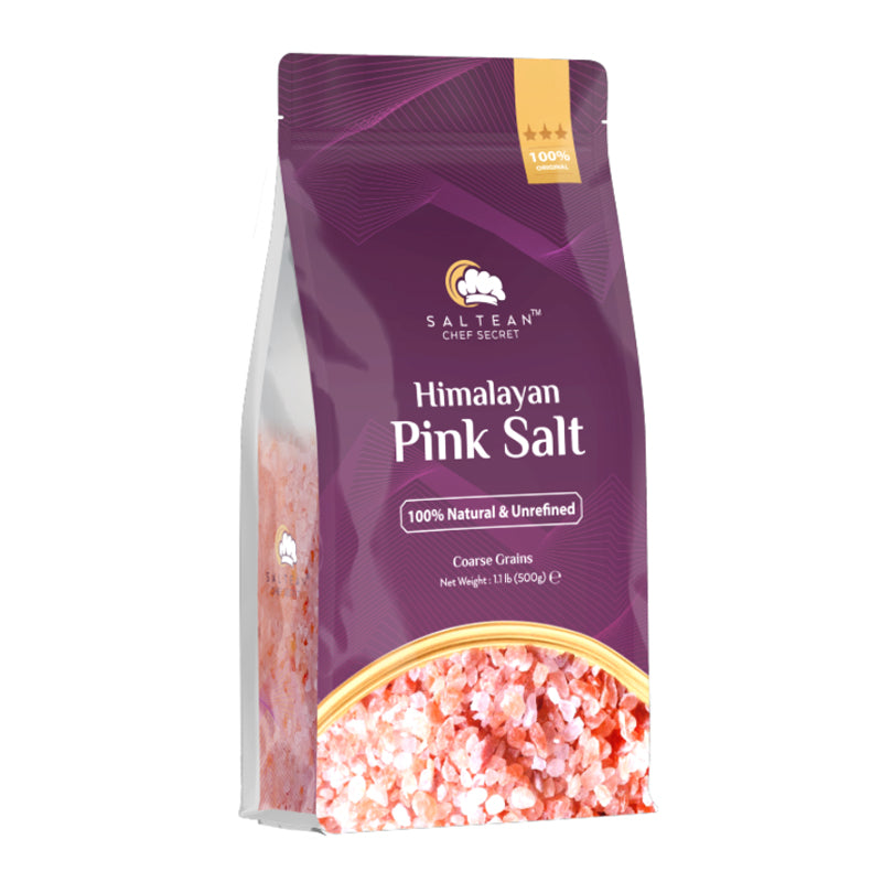 Saltean Chef Secret Pink Himalayan Salt, 1.1 lb. Coarse Grind Standing Pouch