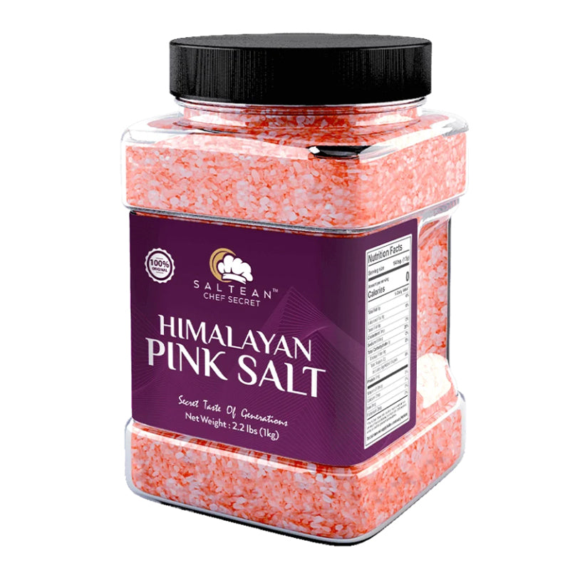 Saltean Chef Secret Pink Himalayan Salt, 2.2 lb. Coarse Square Grip Jar