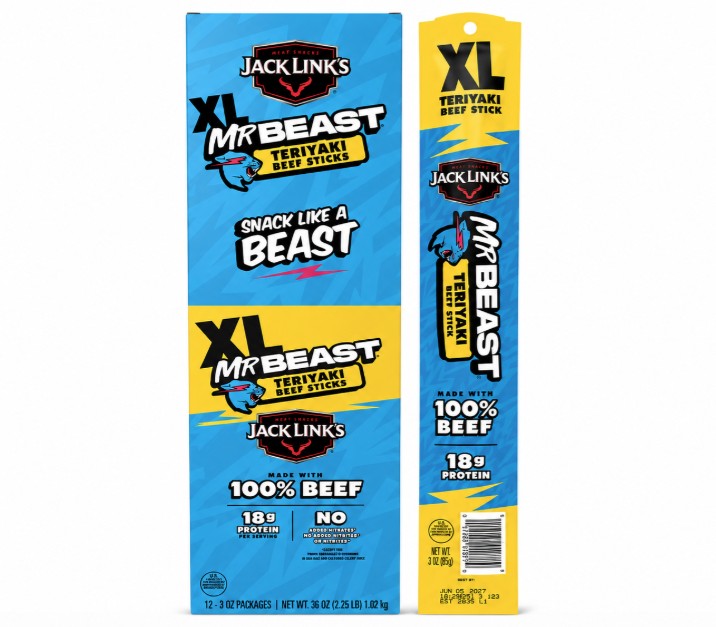 Jack Link's Mr. Beast Teriyaki Beef Sticks, 3 oz. (01878) (Pack of 12)