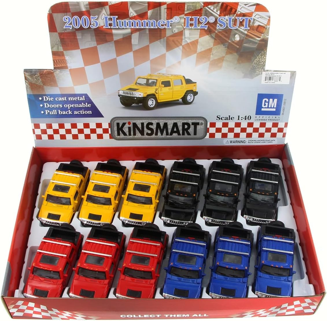 KiNSMART Diecast 2005 Hummer H2 SUT - 1:36 Scale, 12 Pack (272942)
