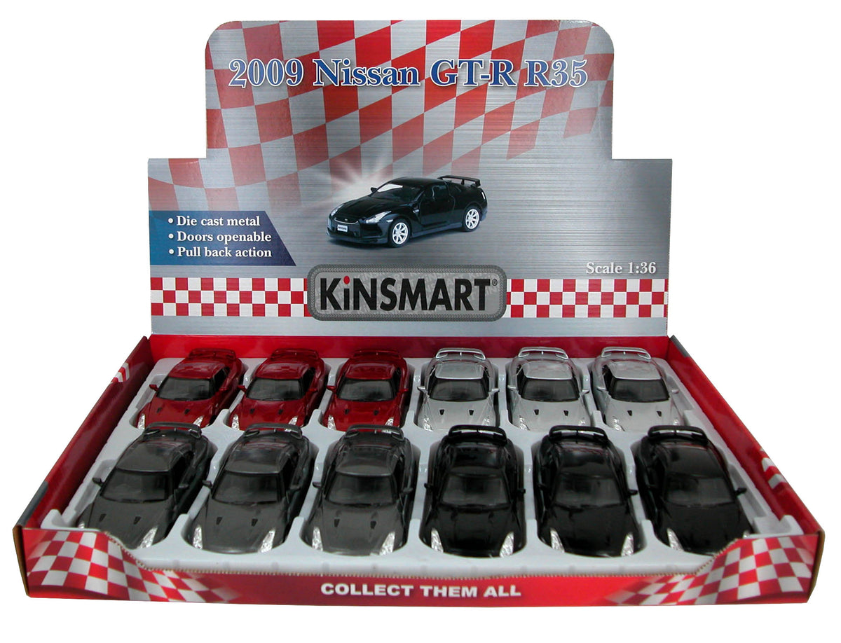 KiNSMART Diecast 2009 Nissan GT-R R35 - 1:36 Scale, 12 Pack (273659)