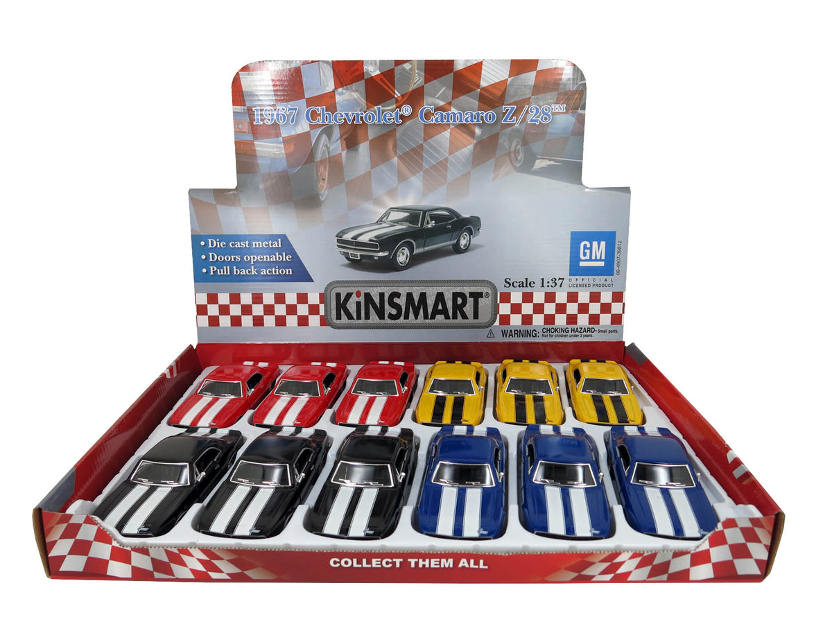 KiNSMART Diecast 1967 Chevy Camaro Z/28 - 1:37 Scale, 12 Pack (274618)