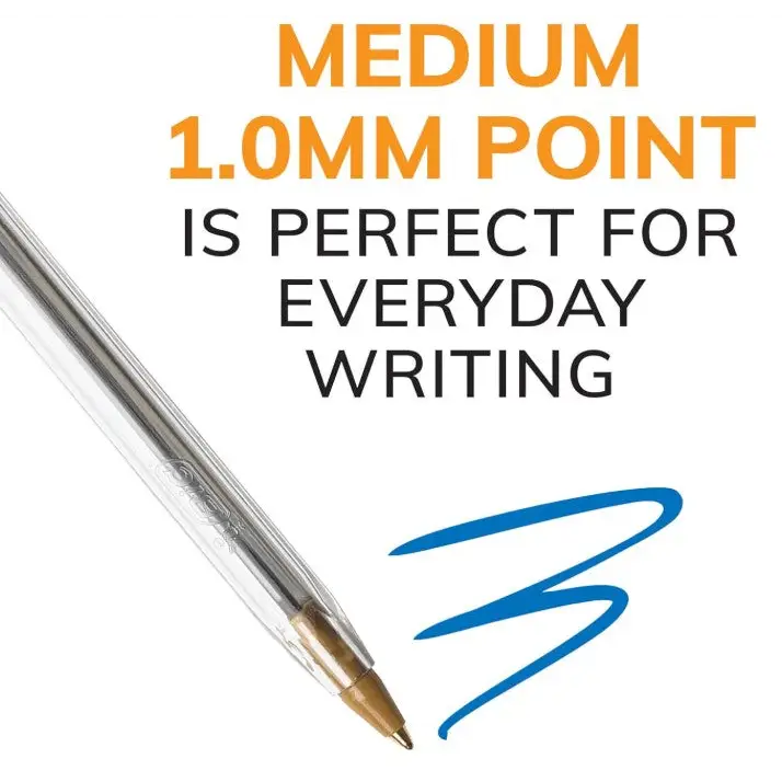 BIC Cristal Xtra Smooth Blue Ballpoint Pen Medium Point 10 Pack