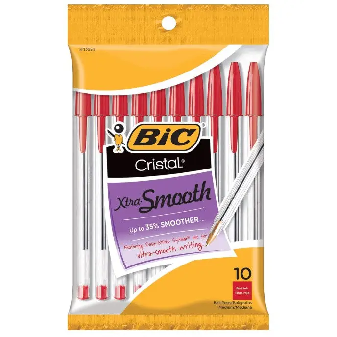 BIC Cristal Xtra Smooth Red Ballpoint Pen 10 Pack