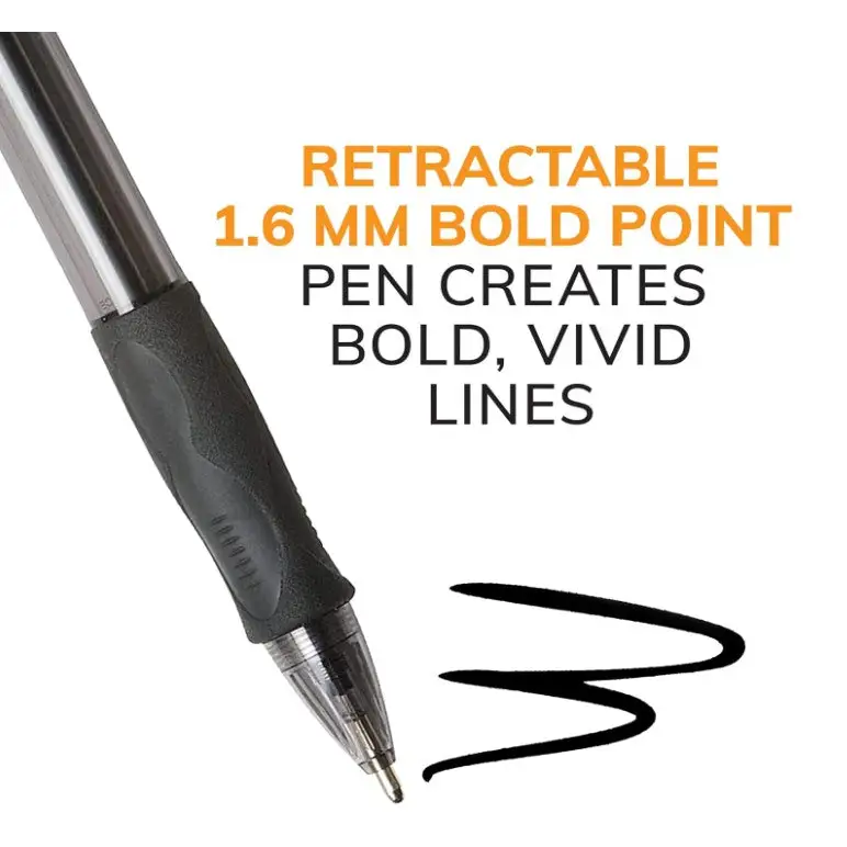 BIC Velocity Bold Retractable Black Ballpoint Pen Bold Point 2 Pack