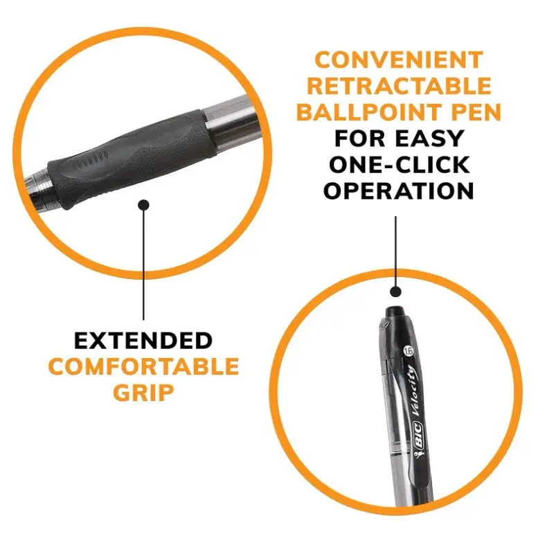 BIC Velocity Bold Retractable Black Ballpoint Pen Bold Point 2 Pack