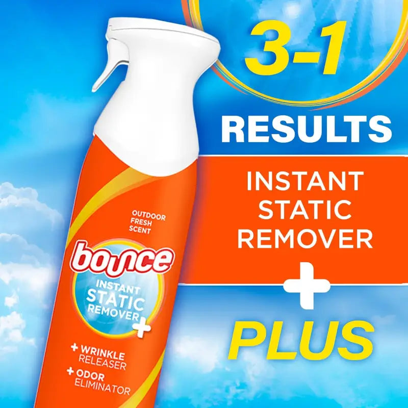 Bounce Anti Static Spray 3 in 1 Instant Anti Static Spray Wrinkle Release Odor Eliminator and Fabric Refresher Spray
