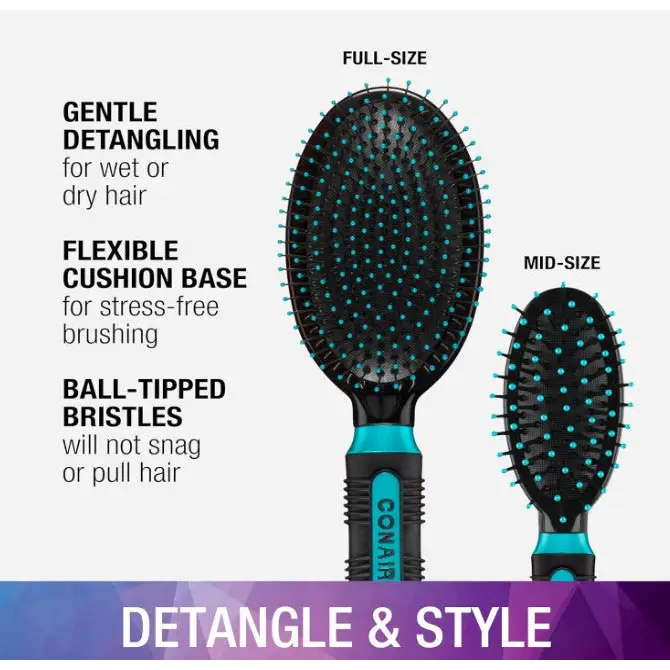 Conair Full & Mid Size Brush Set 2 Pack