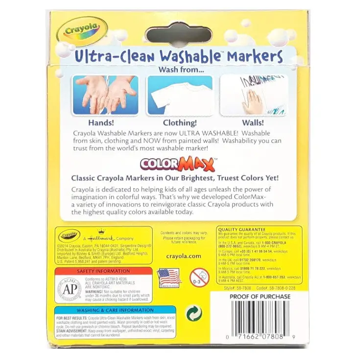 Crayola Washable Markers Broad 8 Count