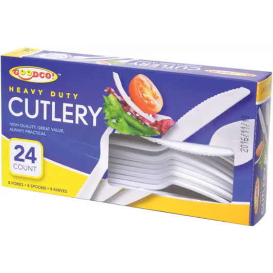 GoodCo White Assorted Cutlery 24 Pack