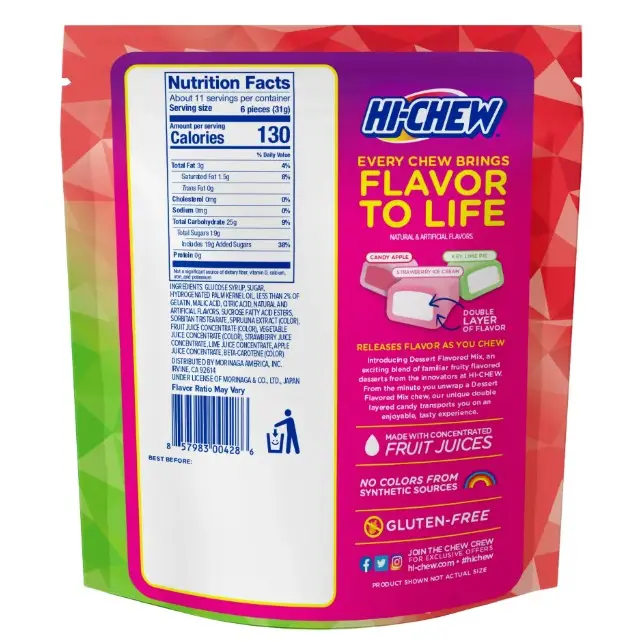 HI-CHEW Dessert Mix Chewy Candy 11.65 oz Stand up Pouch