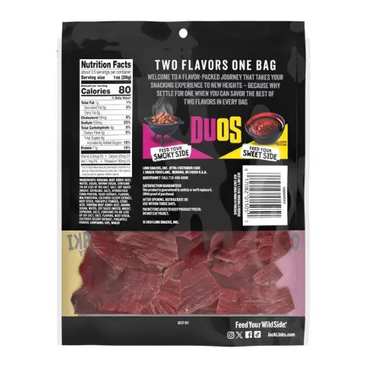 Jack Link’s Duos Original and Teriyaki Beef Jerky 3.25 oz. Bag