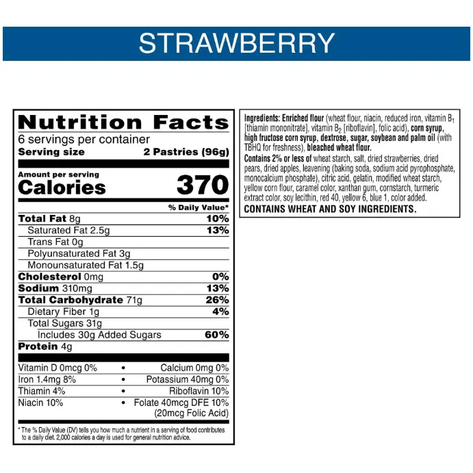 Kellogg’s Frosted Strawberry Pop Tarts 6 Pack 12 Pastry Count