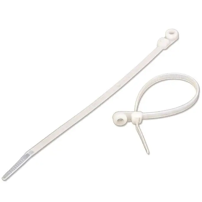 NavePoint 8 Inch Mount Head Screw Cable Wire Zip Tie 50 lbs Natural White 100 Pack