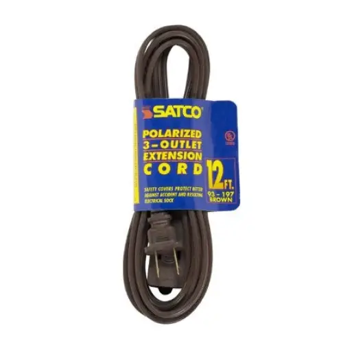Satco Brown Extension Cord 12 Foot