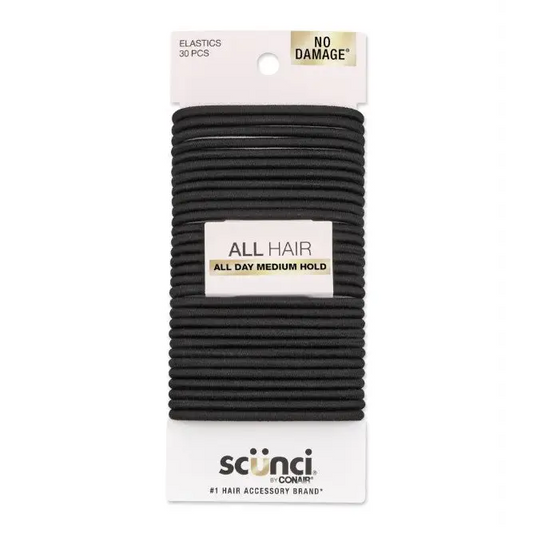Scunci No Damage Black Elastics 30 Count