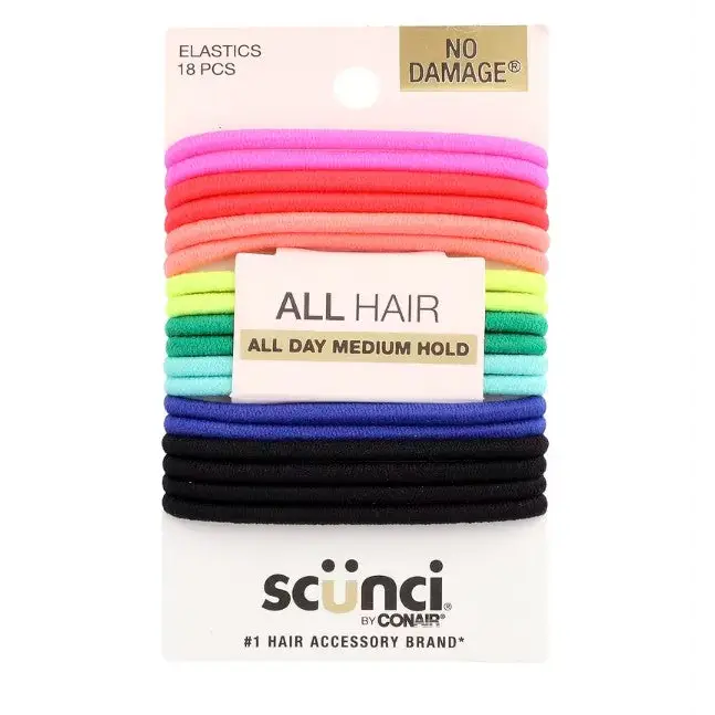 Scunci No Damage Bright Elastic Hair Bands 18 Pack