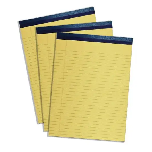 Top Flight Legal Pad 8.5’’ x 11.75’’ 50 Sheets Canary Yellow 3 Pads Per Pack