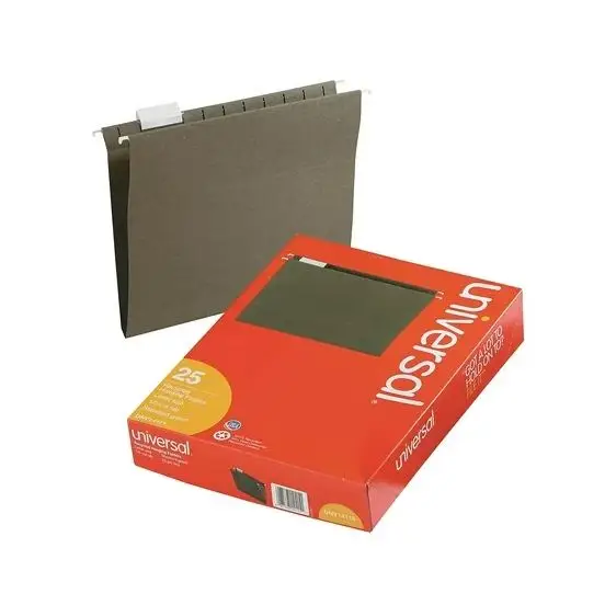 Universal Hanging File Folders 1/5 Tab 11 Point Stock Letter Standard Green 25/Box