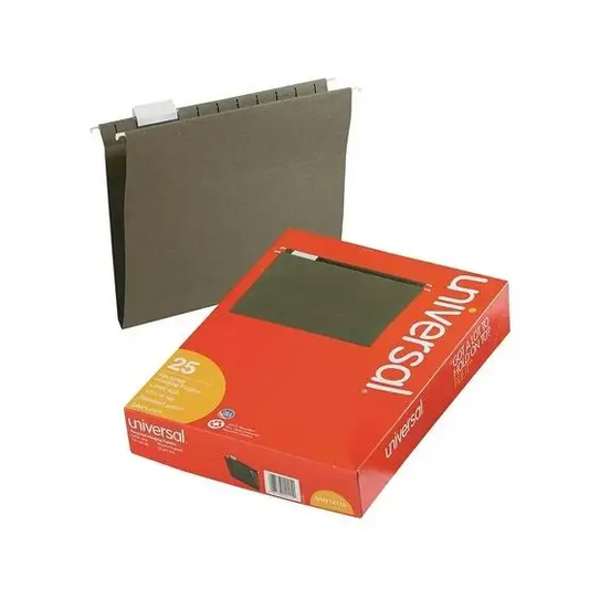 Universal Hanging File Folders 1/5 Tab 11 Point Stock Letter Standard Green 25/Box