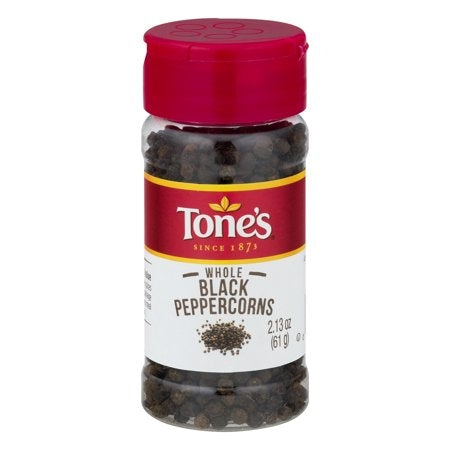 Tone's Whole Black Pepper, 2.13 oz.