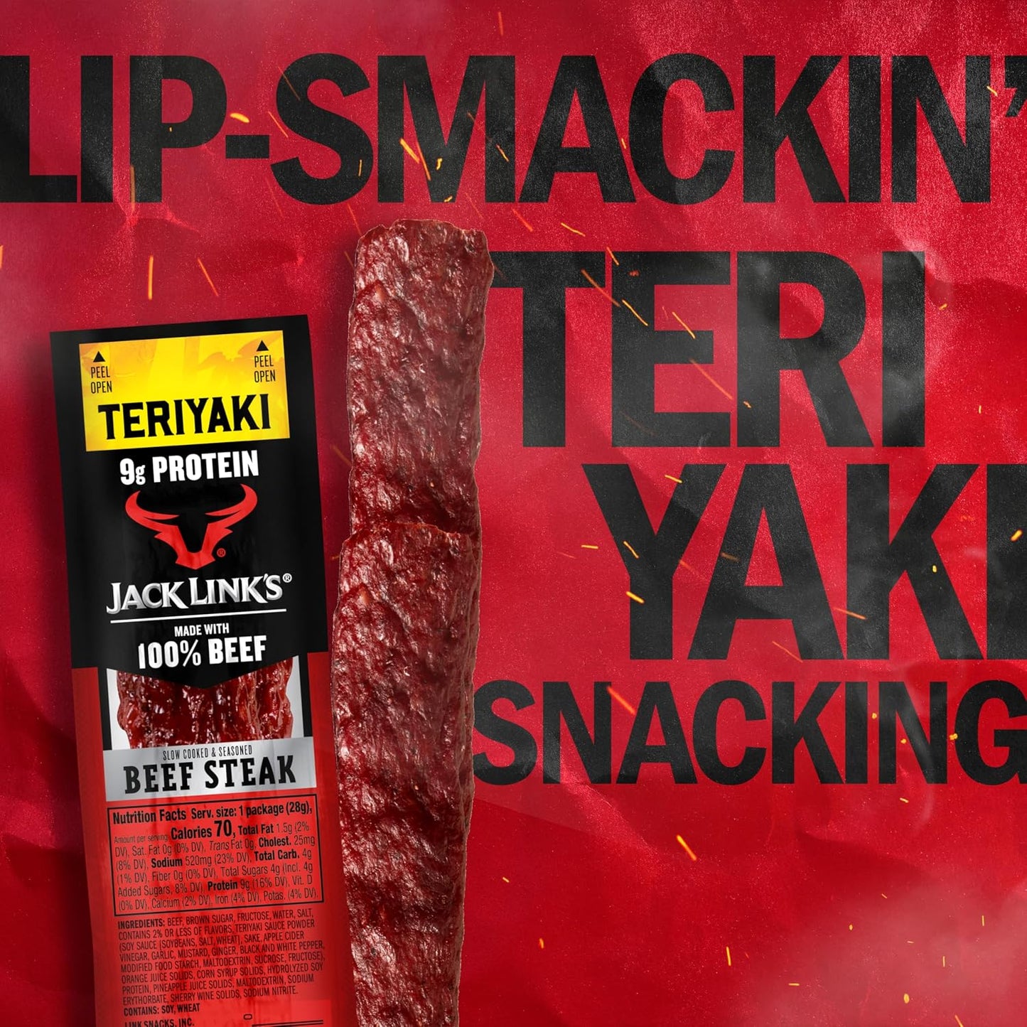 Jack Link's Teriyaki Beef Steak, 1 oz., Pack of 12 (00274)