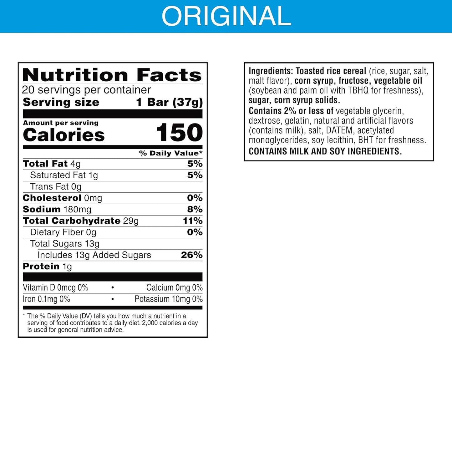 Kellogg's Rice Krispie Treat Original Squares, 20 Count (76540)