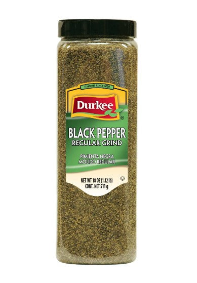Durkee Pimienta negra molida regular, 18 oz.