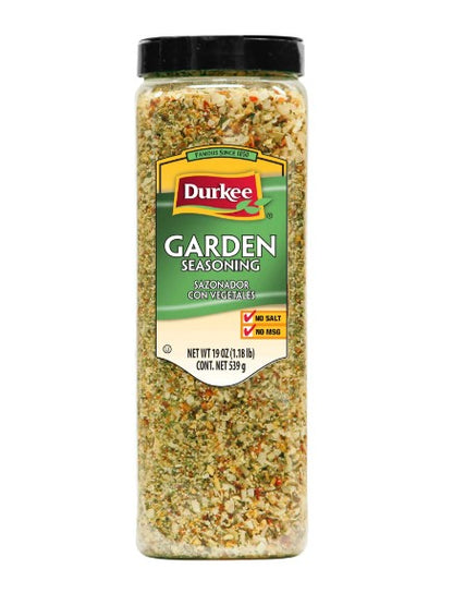 Condimento de jardín Durkee, sin sal, 19 oz.
