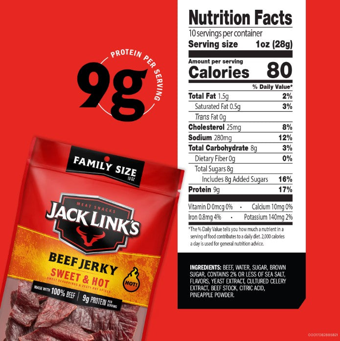 Jack Link's Sweet & Hot Beef Jerky, 10 oz. (88403)