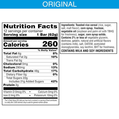 Kellogg's Rice Krispies Treat Original Big Bar, 12 Count (25114)