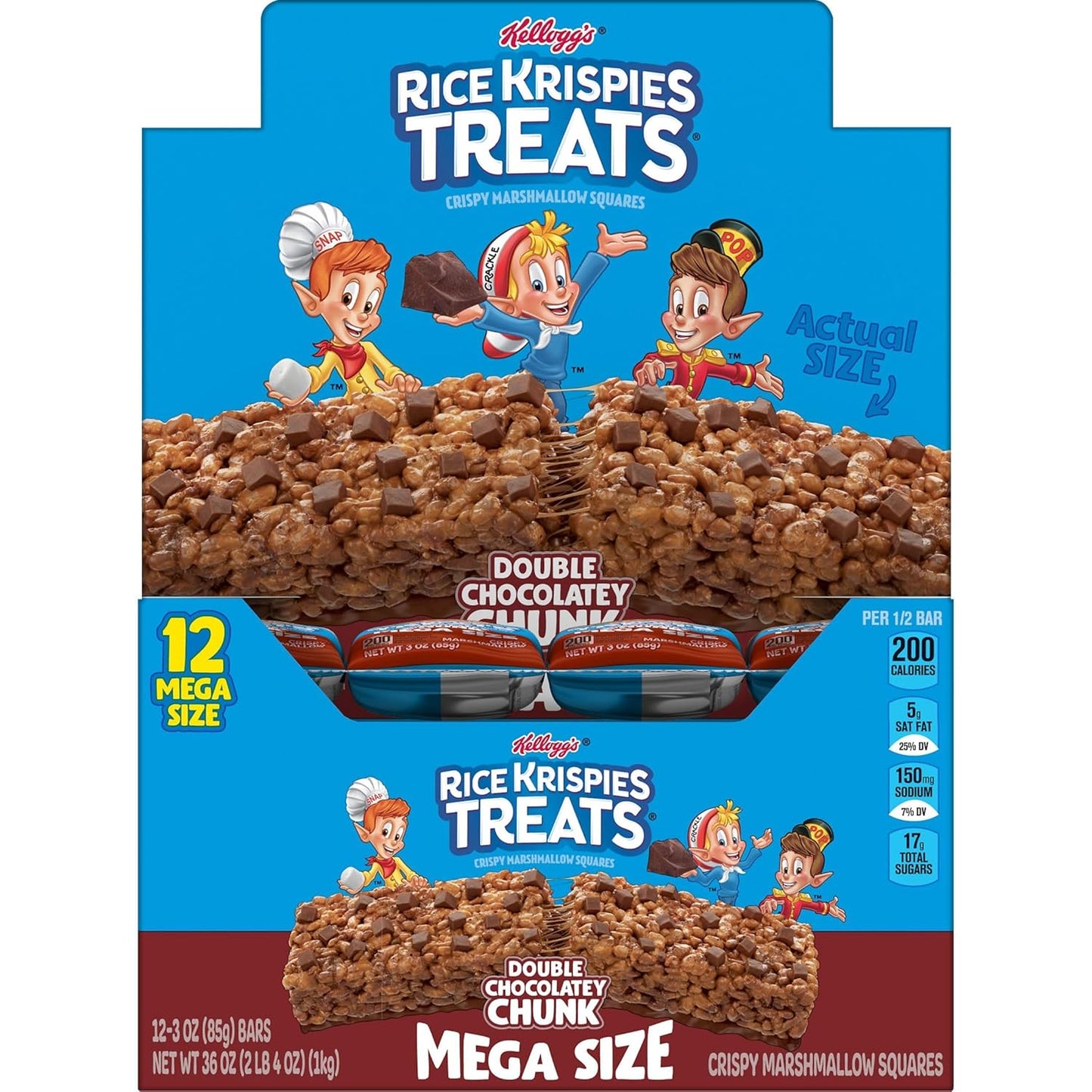 Kellogg's Rice Krispies Treat Double Chocolate Chunk Big Bar, 12 Count (25119)