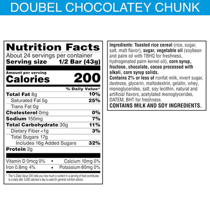 Kellogg's Rice Krispies Treat Double Chocolate Chunk Big Bar, 12 Count (25119)