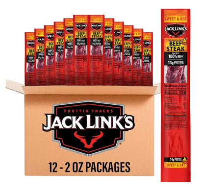 Jack Link's Sweet & Hot Steak Strips, 2 oz. (01166) (Pack of 12)