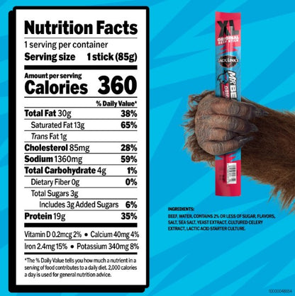 Jack Link's Mr. Beast Original Beef Sticks, 3 oz. (01876) (Pack of 12)