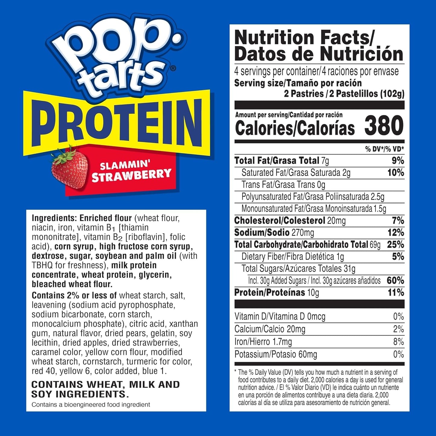 Kellogg's Pop Tarts Protein Slammin Strawberry, 4 Pack, 8 Pastry Count (33057)