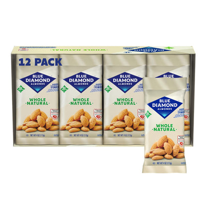 Blue Diamond Whole Natural Almonds, 4 oz. (Pack of 12) (11025)