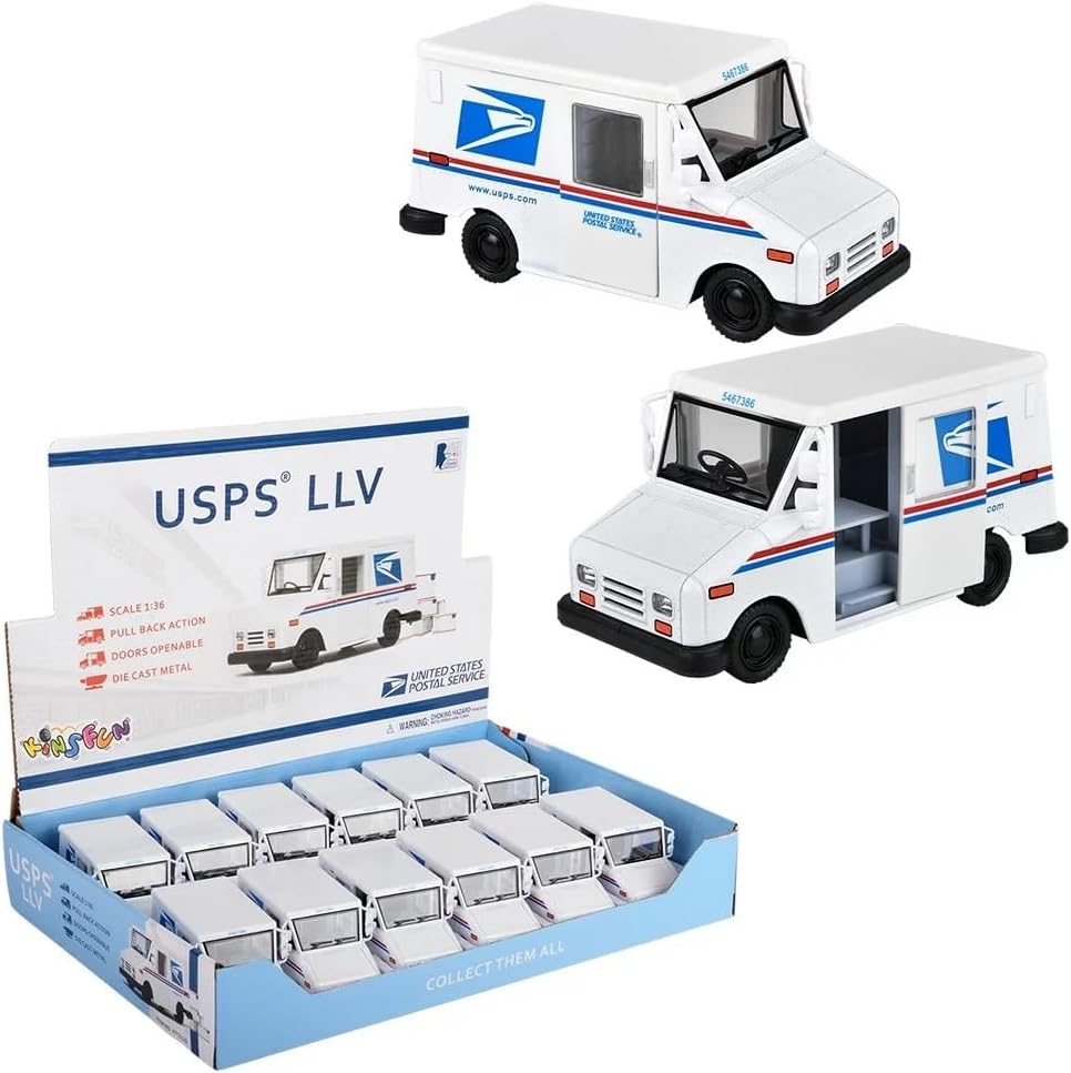 KiNSMART Diecast USPS LLV - 1:36 Scale, 12 Pack (276629)