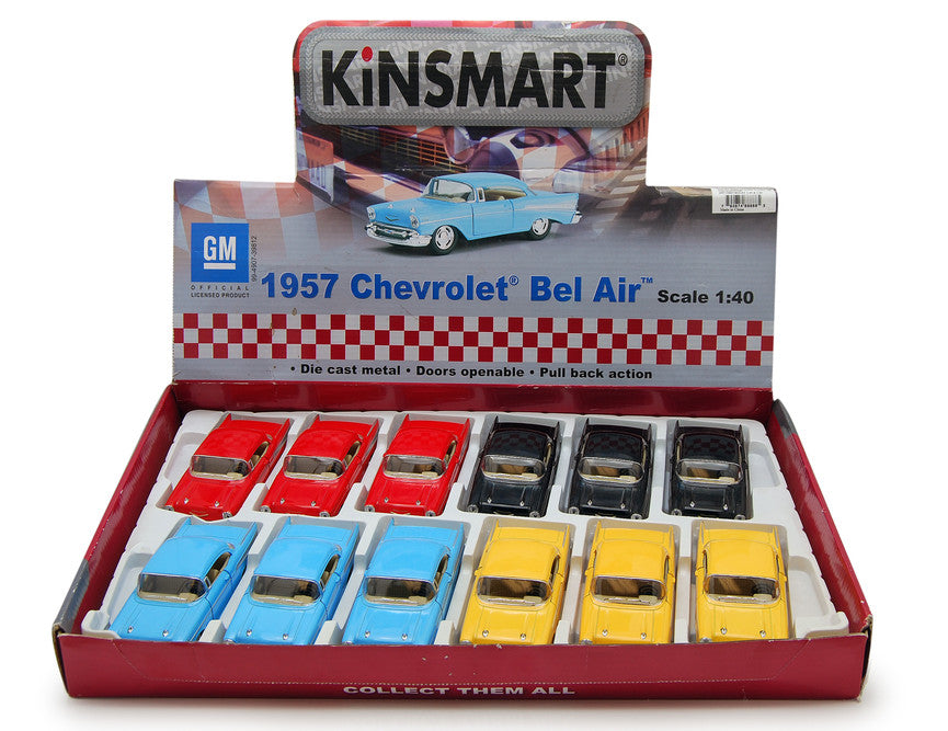 KiNSMART Diecast 1957 Chevy Bel Air - 1:40 Scale, 12 Pack (273116)