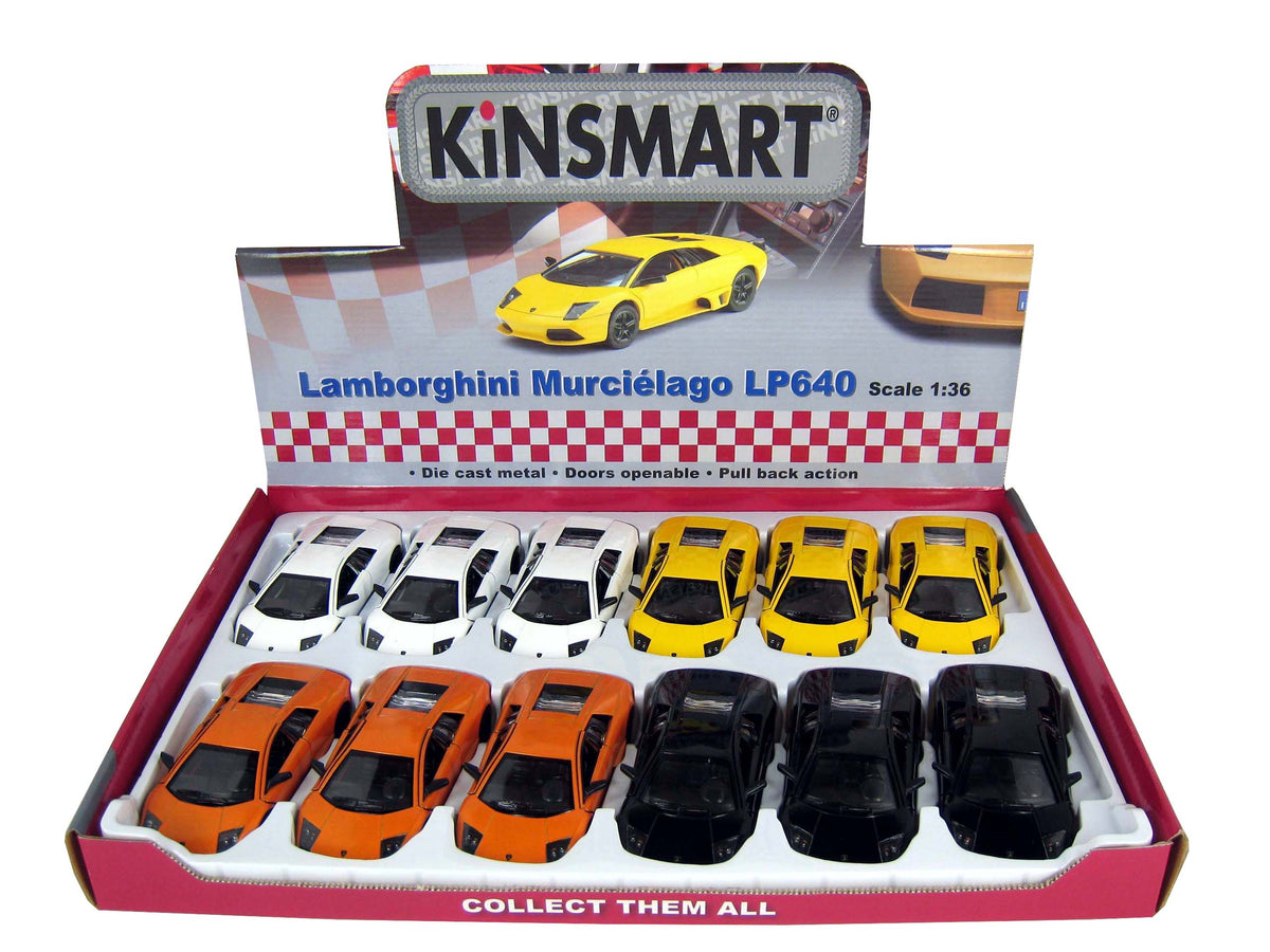 KiNSMART Diecast Lamborghini Murcielago LP 640 - 1:36 Scale, 12 Pack (273147)
