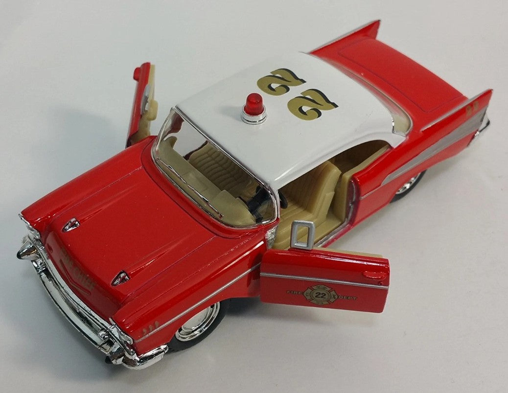 KiNSMART Diecast 1957 Chevy Bel Air (Fire Chief) - 1:40 Scale, 12 Pack (273185)
