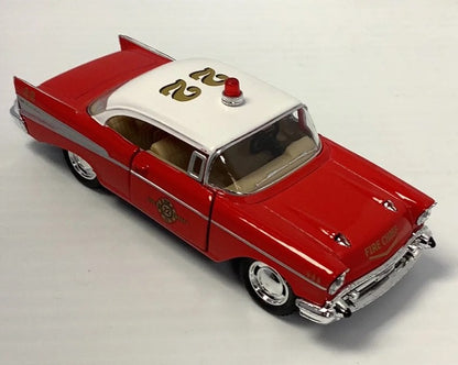 KiNSMART Diecast 1957 Chevy Bel Air (Fire Chief) - 1:40 Scale, 12 Pack (273185)