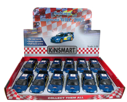 KiNSMART Diecast 2007 Subaru Impreza WRC - 1:36 Scale, 12 Pack (273369)
