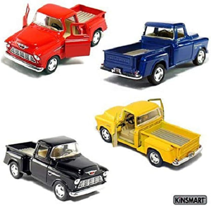 KiNSMART Diecast 1955 Chevy Stepside Pick-up (Matte Color) - 1:32 Scale, 12 Pack (276179)