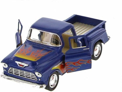 KiNSMART Diecast 1955 Chevy Stepside Pick-up (Flame) - 1:32 Scale, 12 Pack (275134)