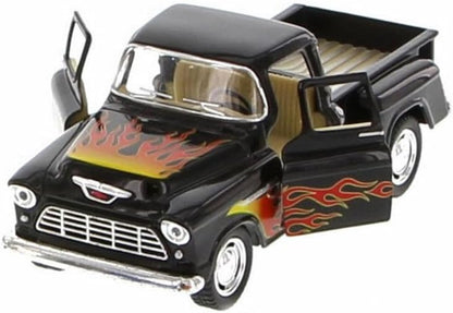 KiNSMART Diecast 1955 Chevy Stepside Pick-up (Flame) - 1:32 Scale, 12 Pack (275134)