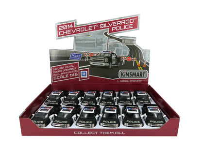 KiNSMART Diecast 2014 Chevrolet Silverado (Police) - 1:46 Scale, 12 Pack (275196)