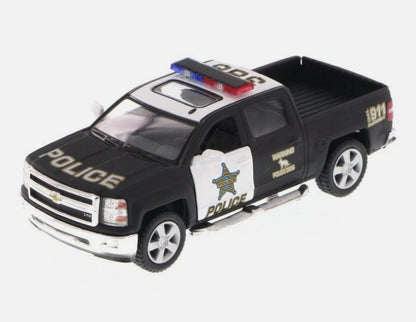 KiNSMART Diecast 2014 Chevrolet Silverado (Police) - 1:46 Scale, 12 Pack (275196)