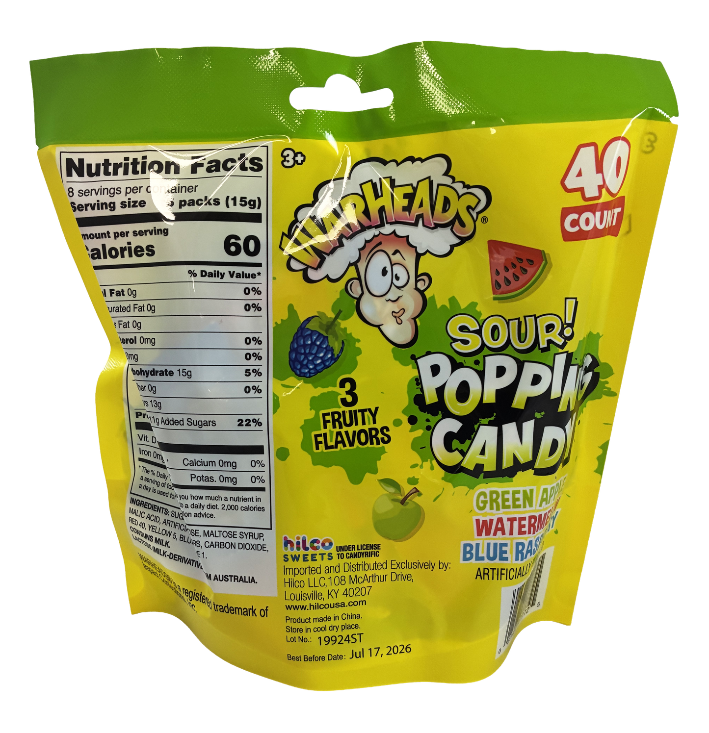 Candyrific Warheads Popping Candy Bag (40 count bag) (27772)