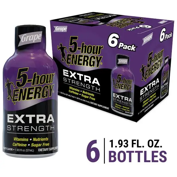 5-Hour Energy Extra Strength Grape Flavor 6 pack - 1.93 fl oz per bottle